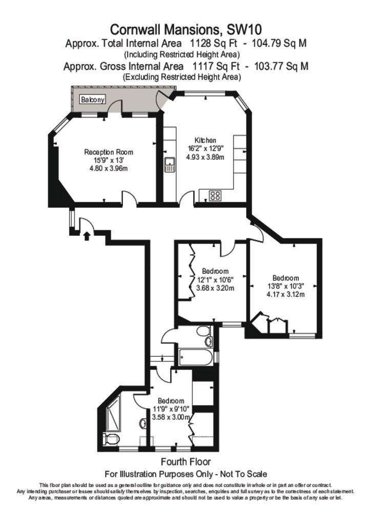 3 bedroom flat to rent - floorplan