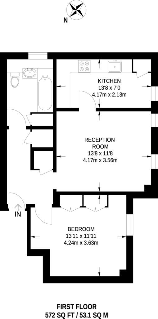 1 bedroom flat to rent - floorplan