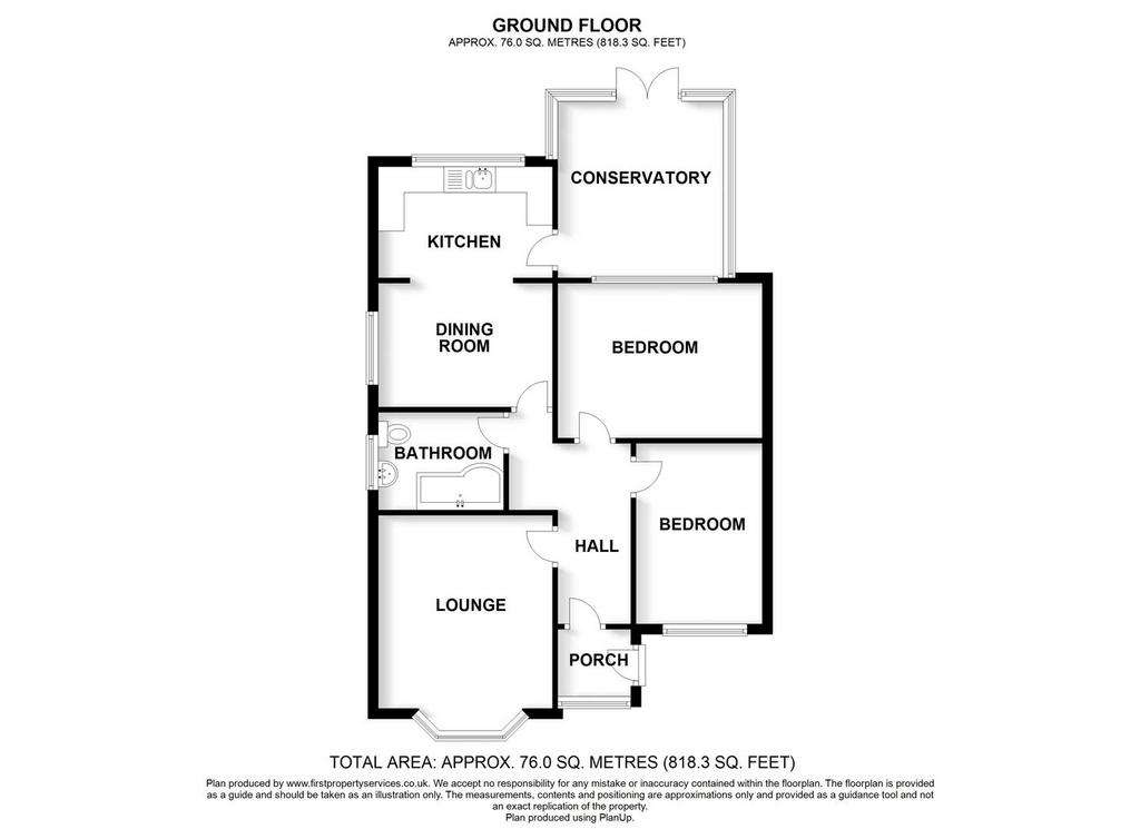 2 bedroom semi-detached bungalow for sale - floorplan