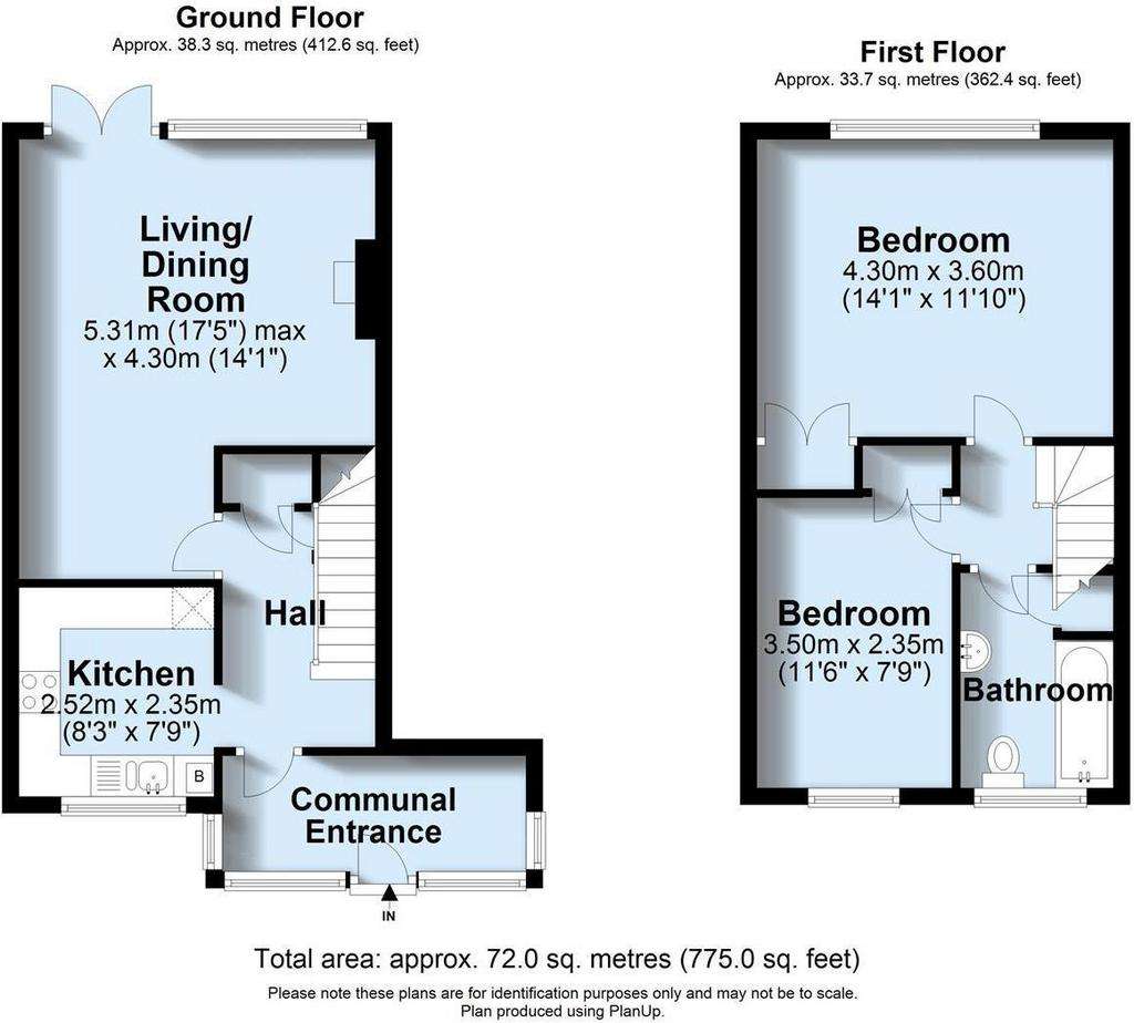 2 bedroom terraced house for sale - floorplan