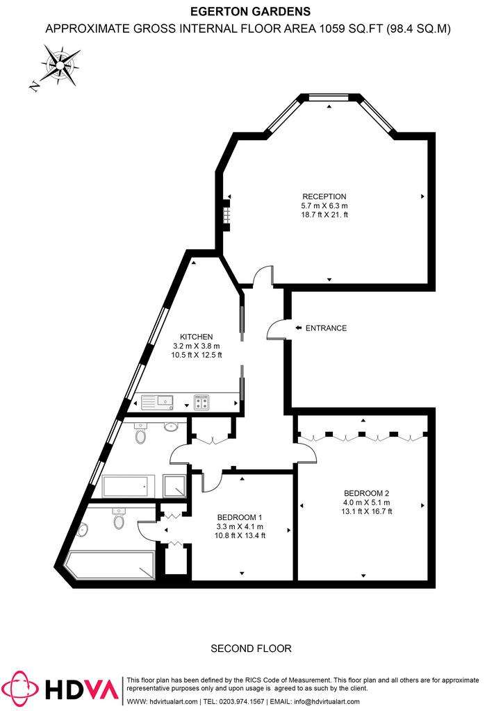 2 bedroom flat to rent - floorplan