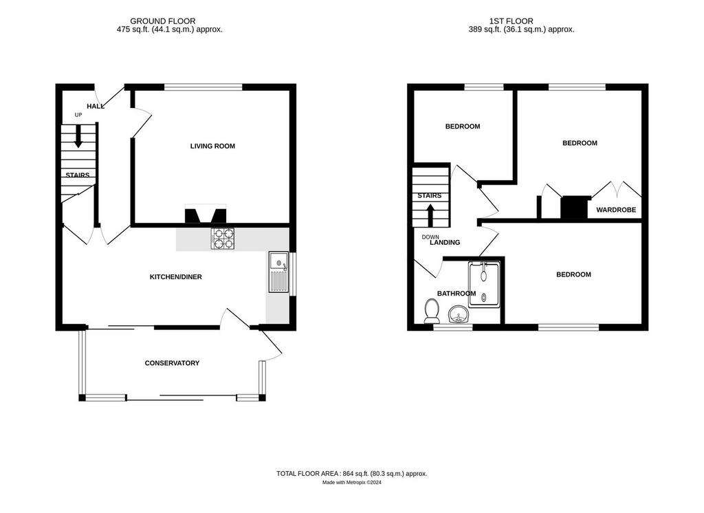 3 bedroom semi-detached house for sale - floorplan