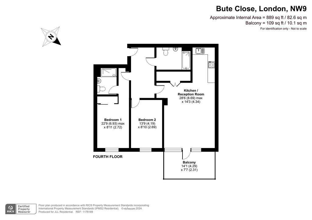 2 bedroom flat to rent - floorplan