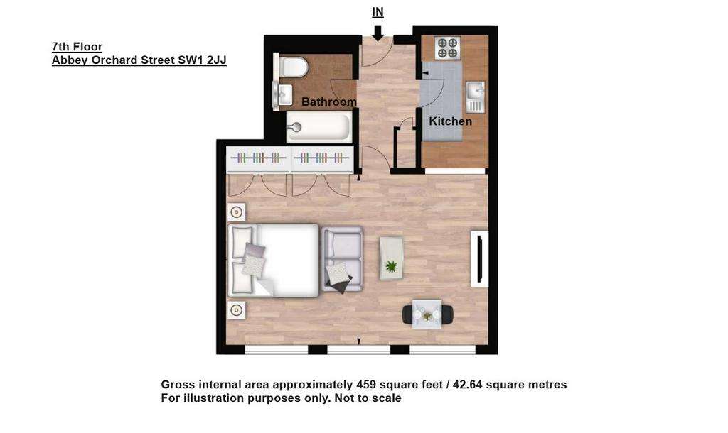 Studio flat to rent - floorplan