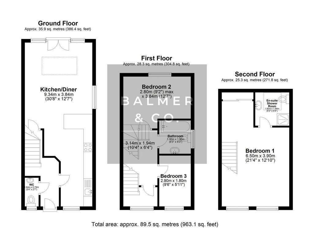 3 bedroom semi-detached house for sale - floorplan