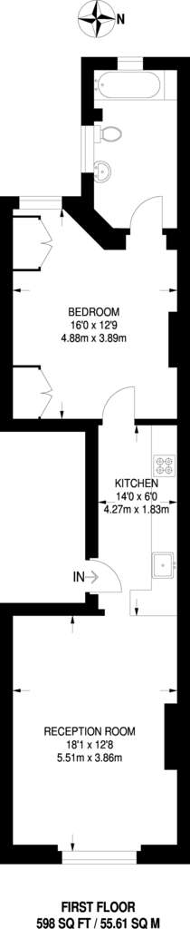 1 bedroom flat to rent - floorplan