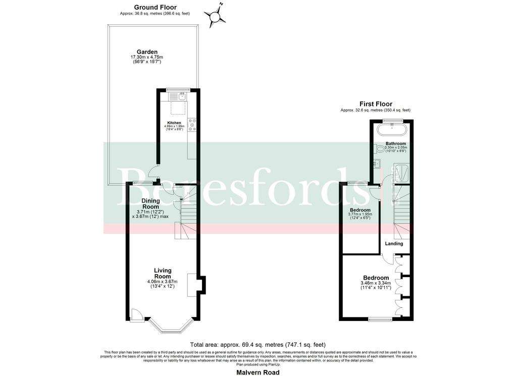 2 bedroom semi-detached house for sale - floorplan