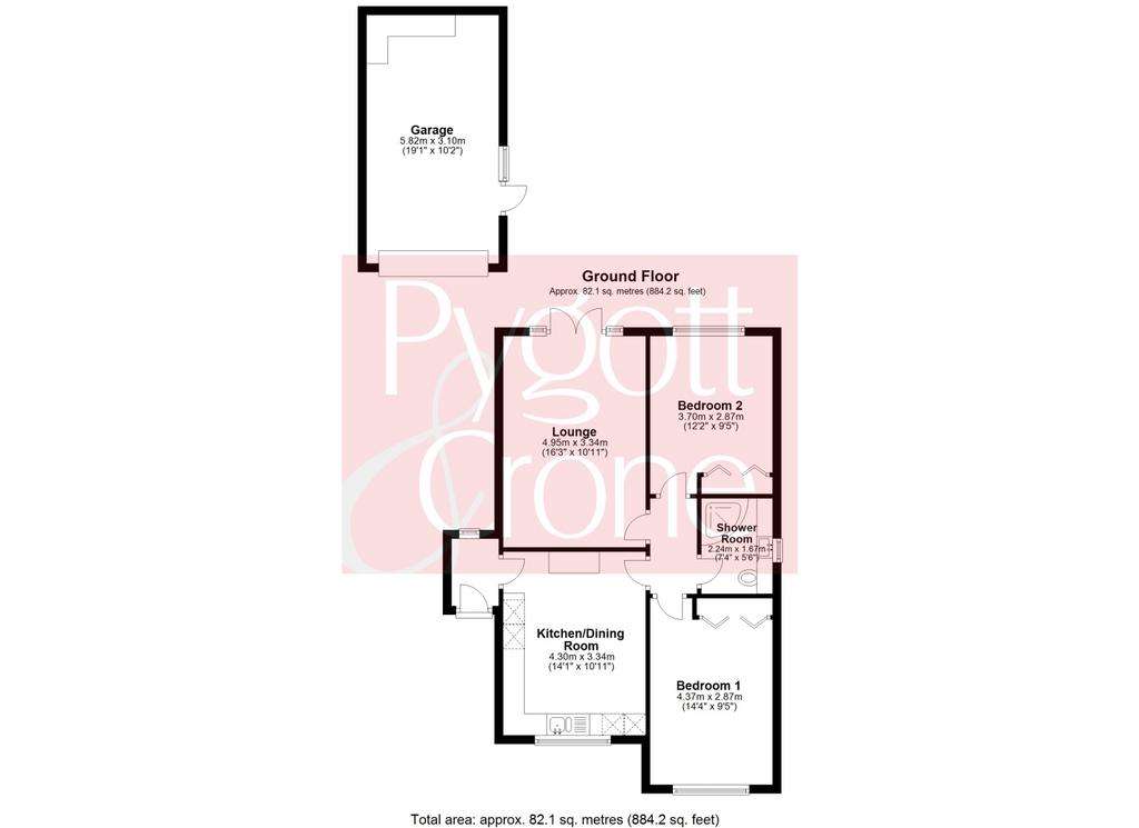 2 bedroom detached bungalow for sale - floorplan