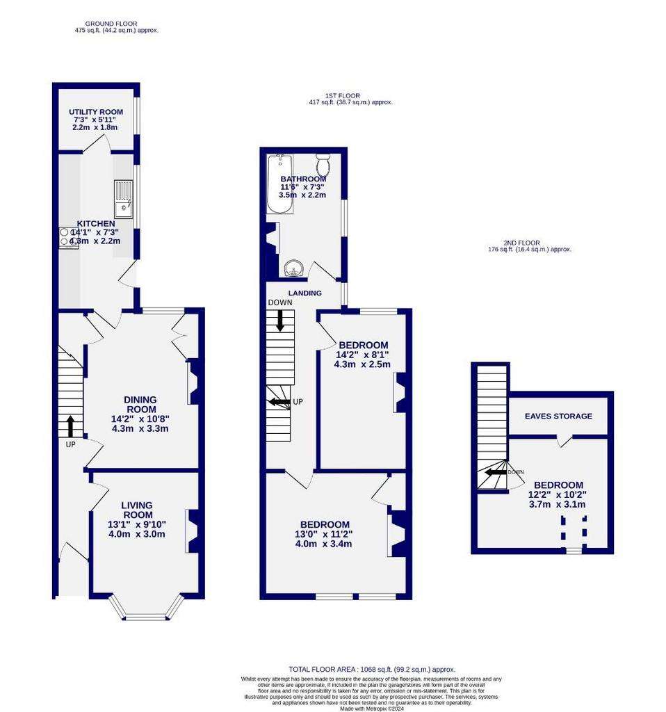 3 bedroom terraced house for sale - floorplan