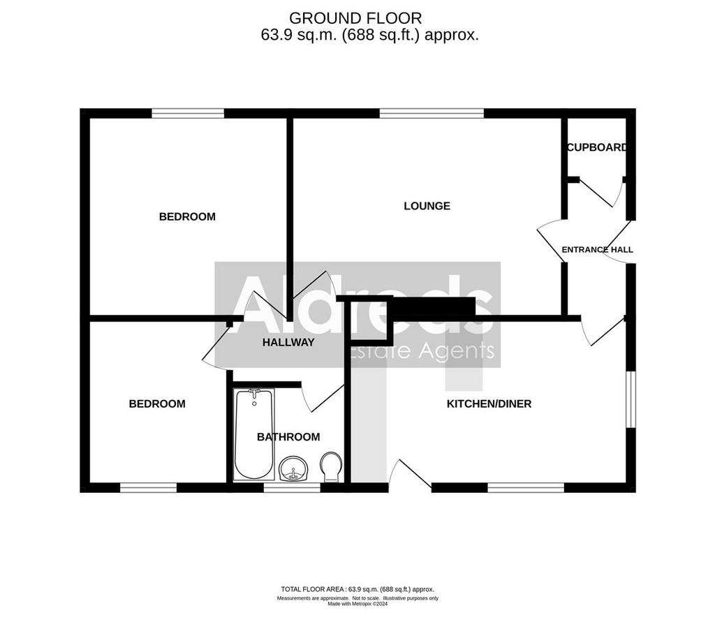 2 bedroom semi-detached bungalow for sale - floorplan