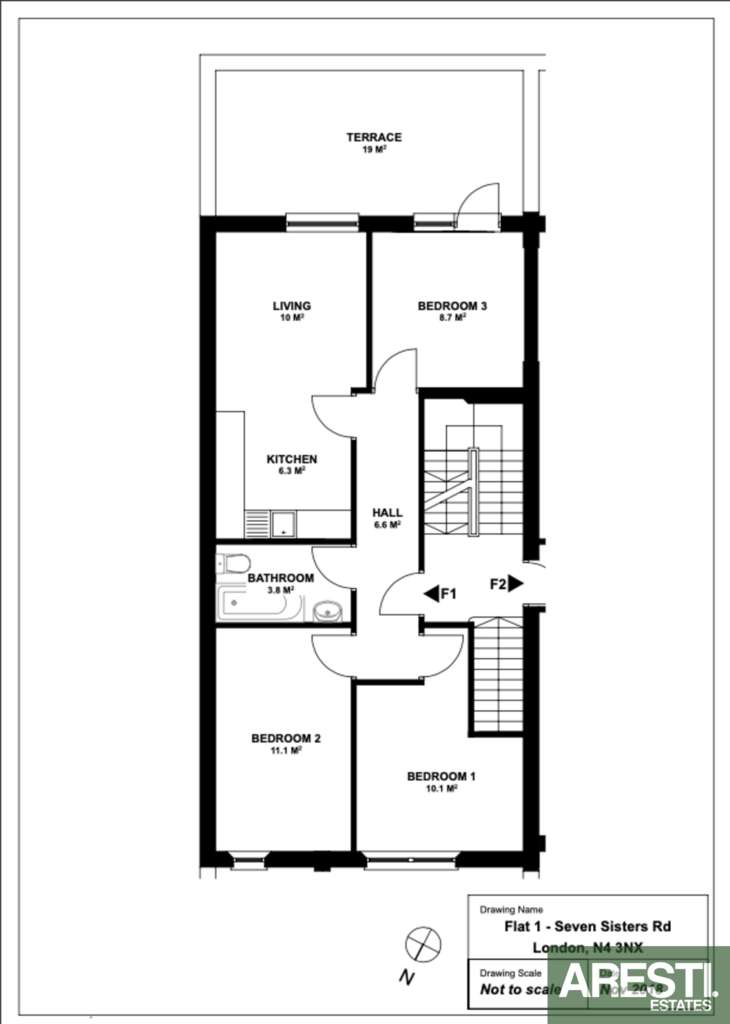 3 bedroom flat to rent - floorplan