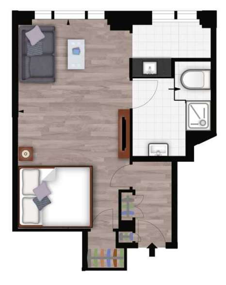 Studio flat to rent - floorplan