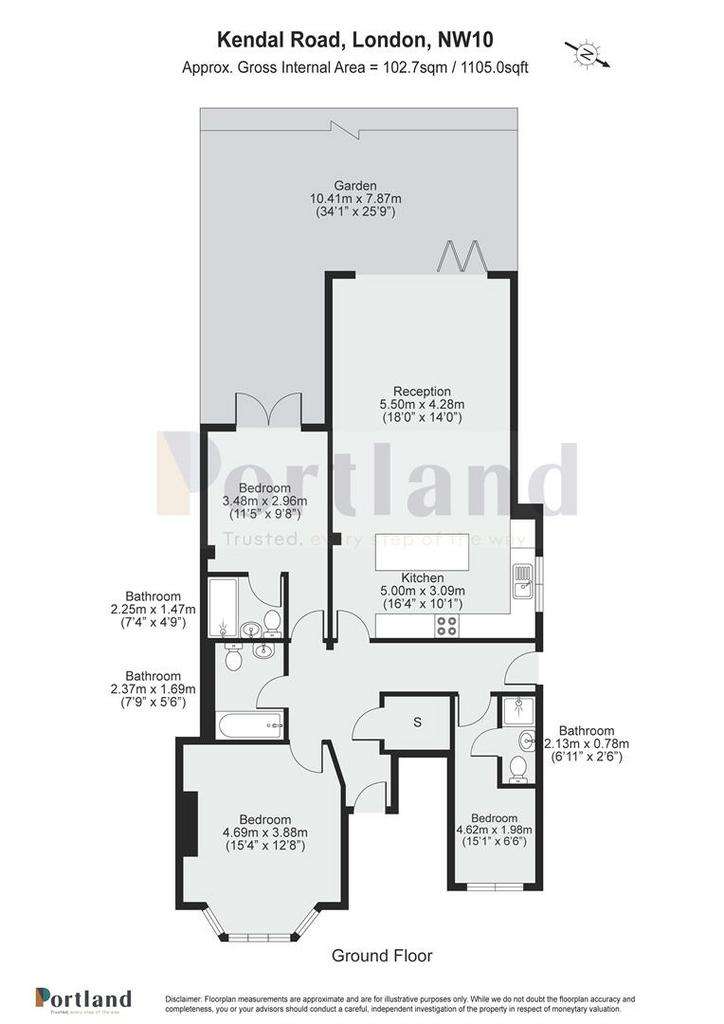 3 bedroom flat to rent - floorplan