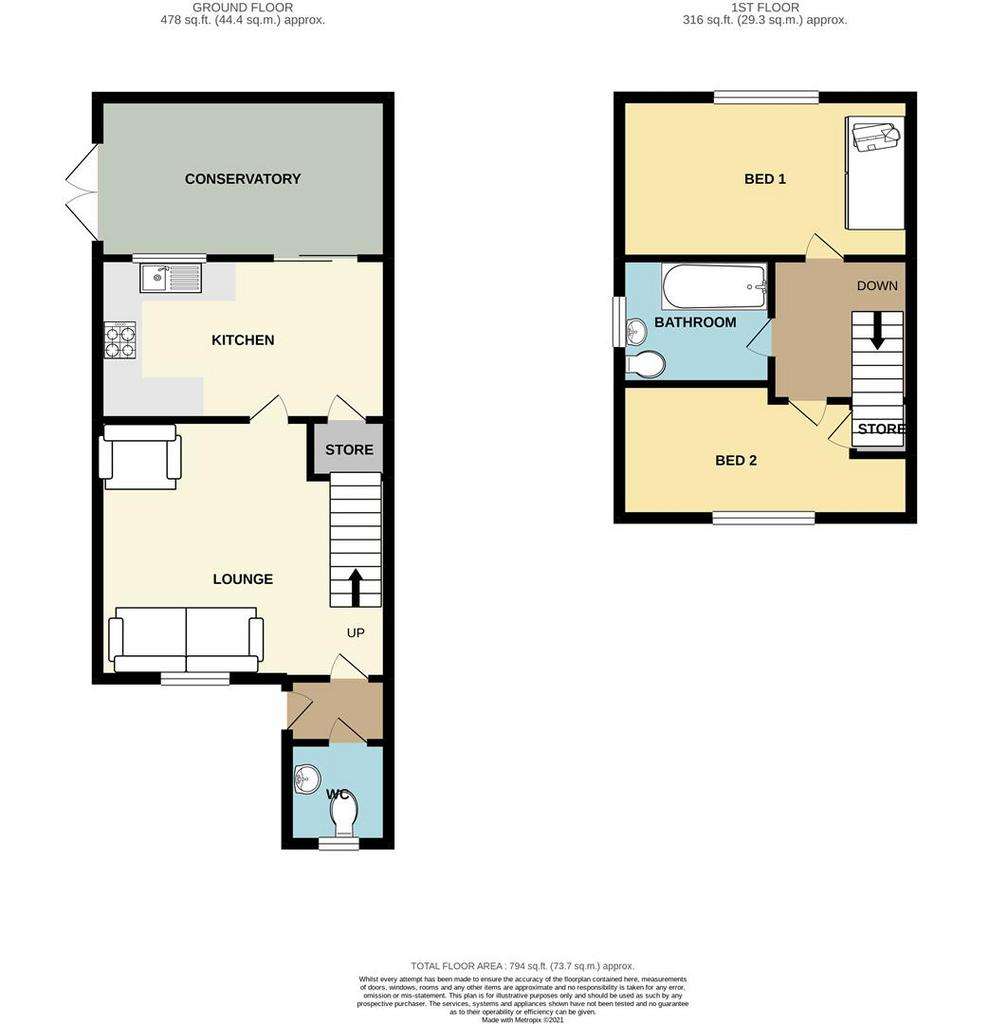 2 bedroom town house for sale - floorplan