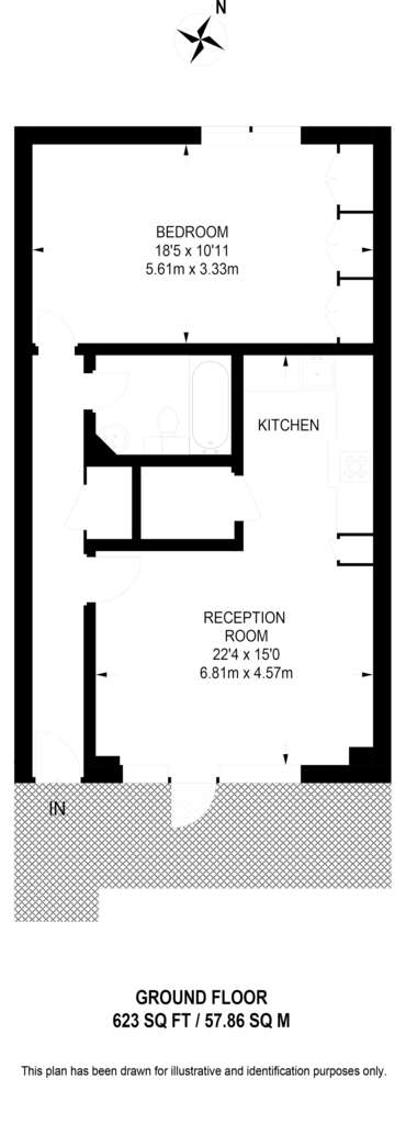 1 bedroom flat to rent - floorplan