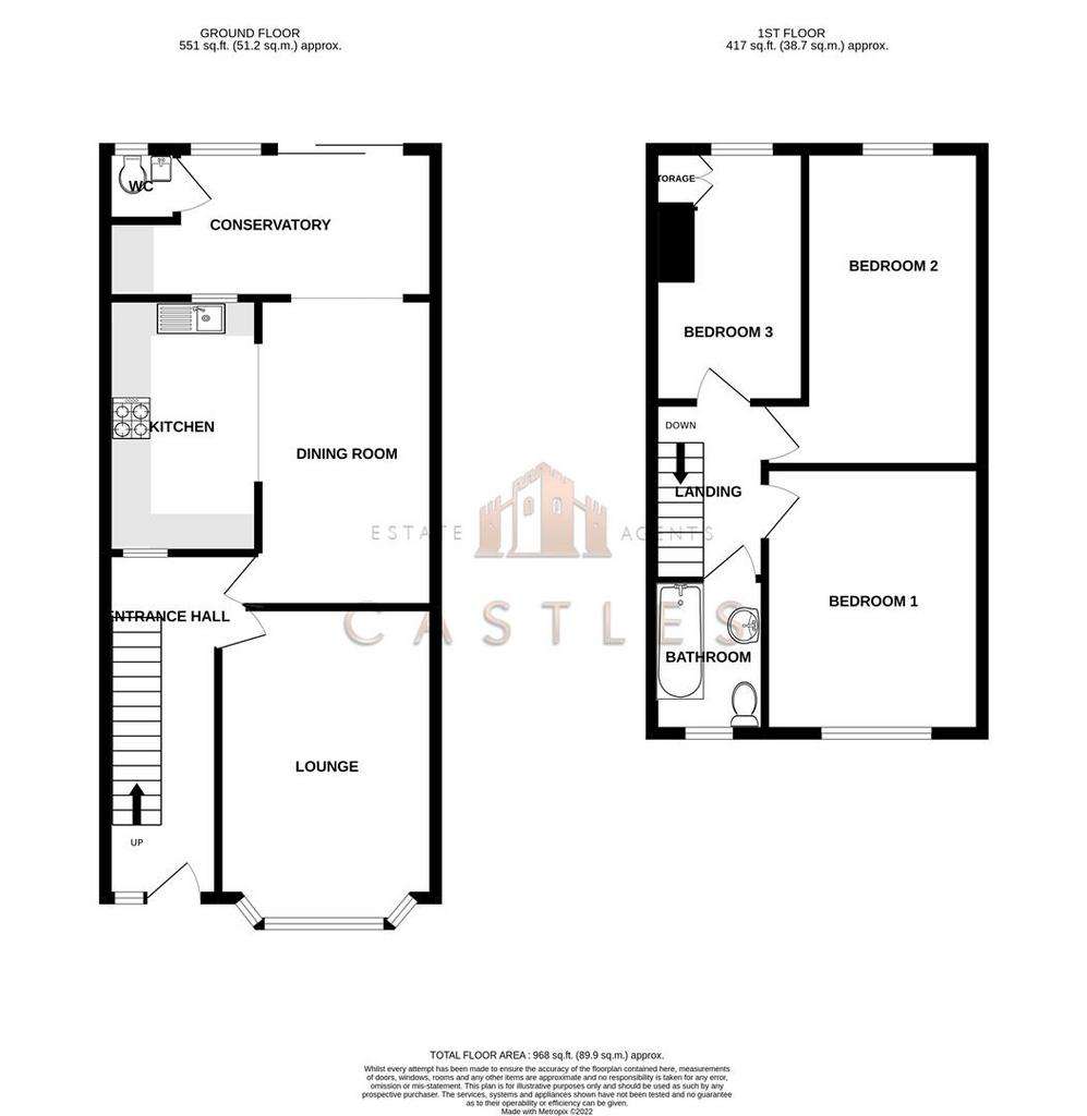 3 bedroom terraced house for sale - floorplan