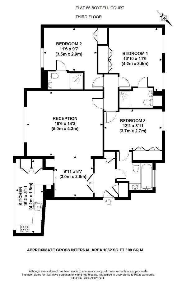 3 bedroom flat to rent - floorplan