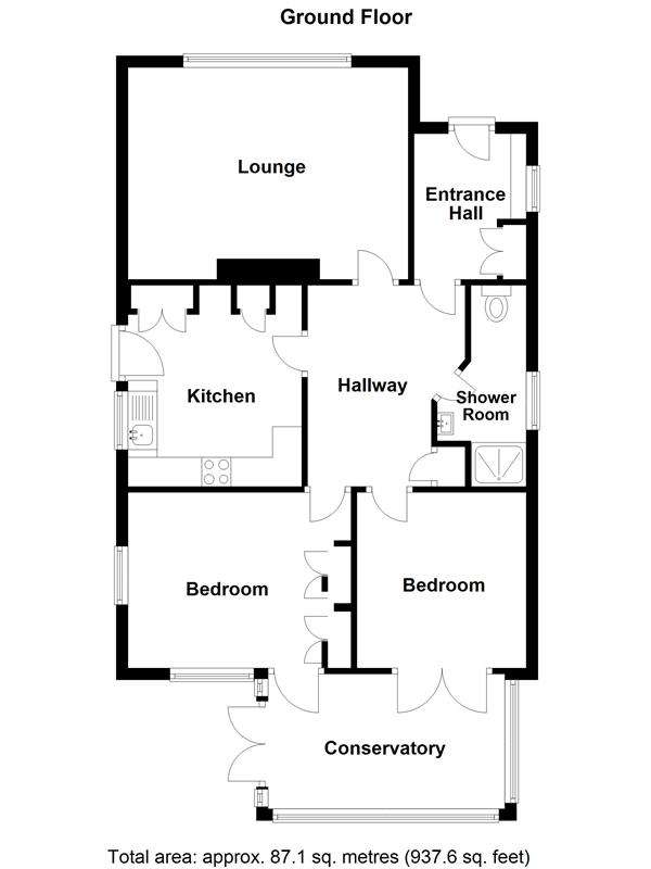 2 bedroom detached bungalow for sale - floorplan