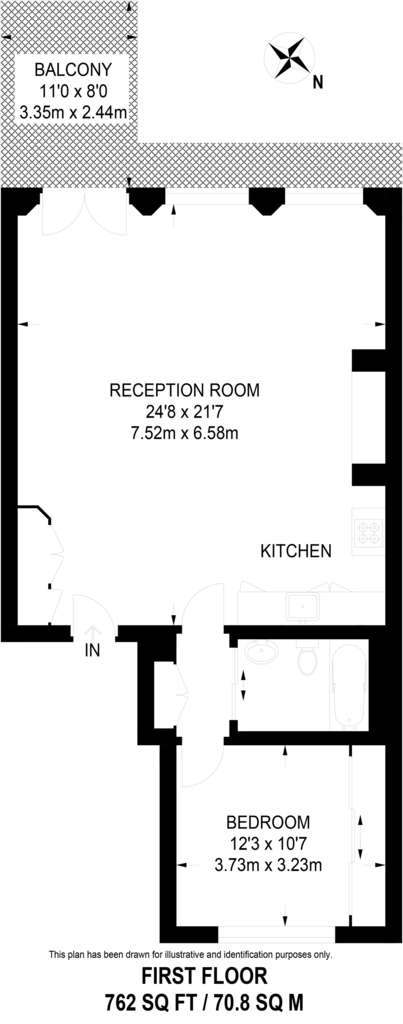 1 bedroom flat to rent - floorplan