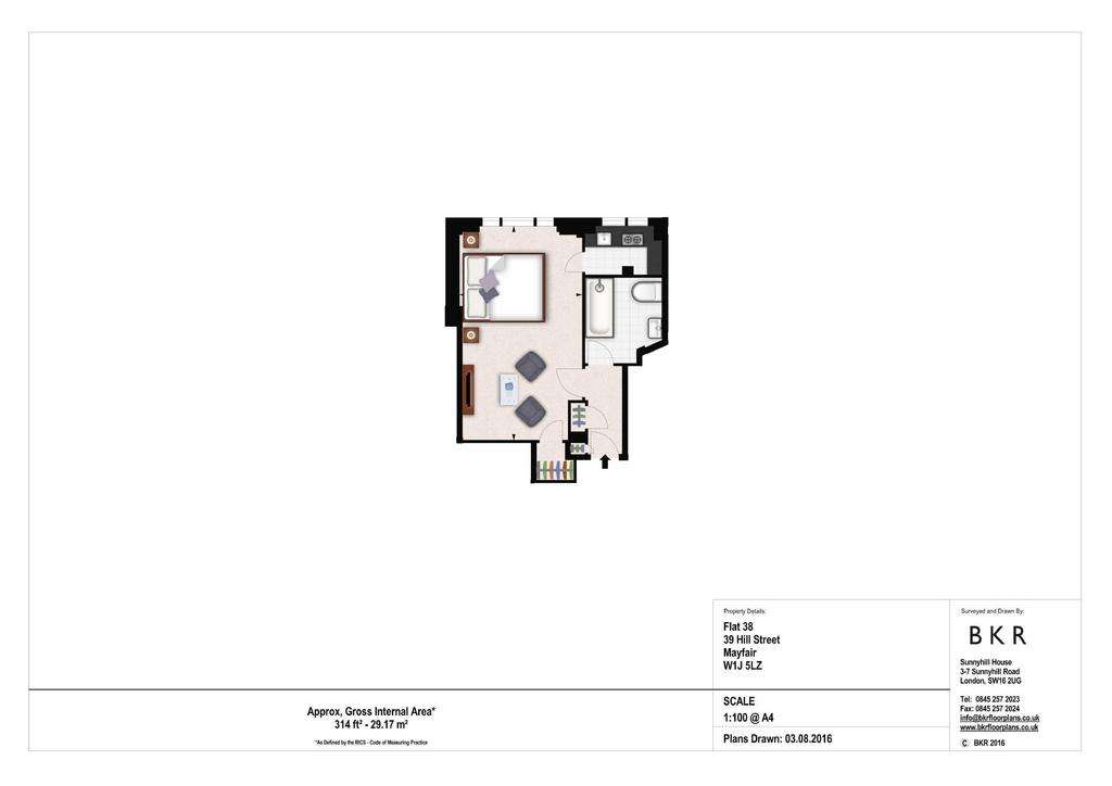 Studio flat to rent - floorplan