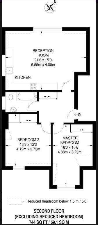 2 bedroom flat to rent - floorplan