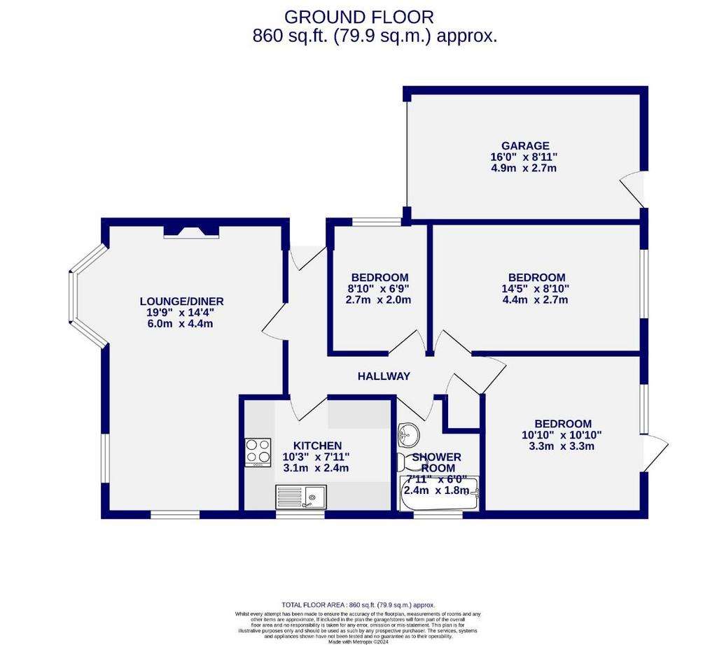 3 bedroom detached bungalow for sale - floorplan