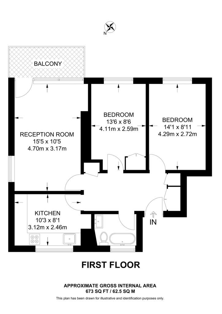 2 bedroom flat to rent - floorplan