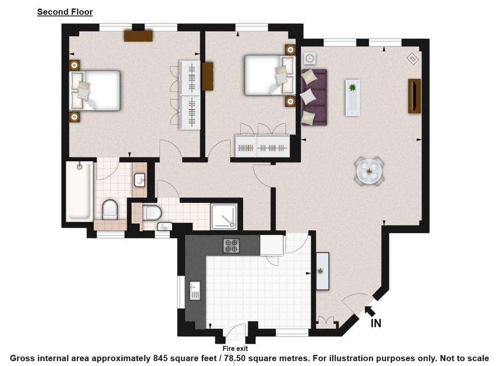 2 bedroom flat to rent - floorplan