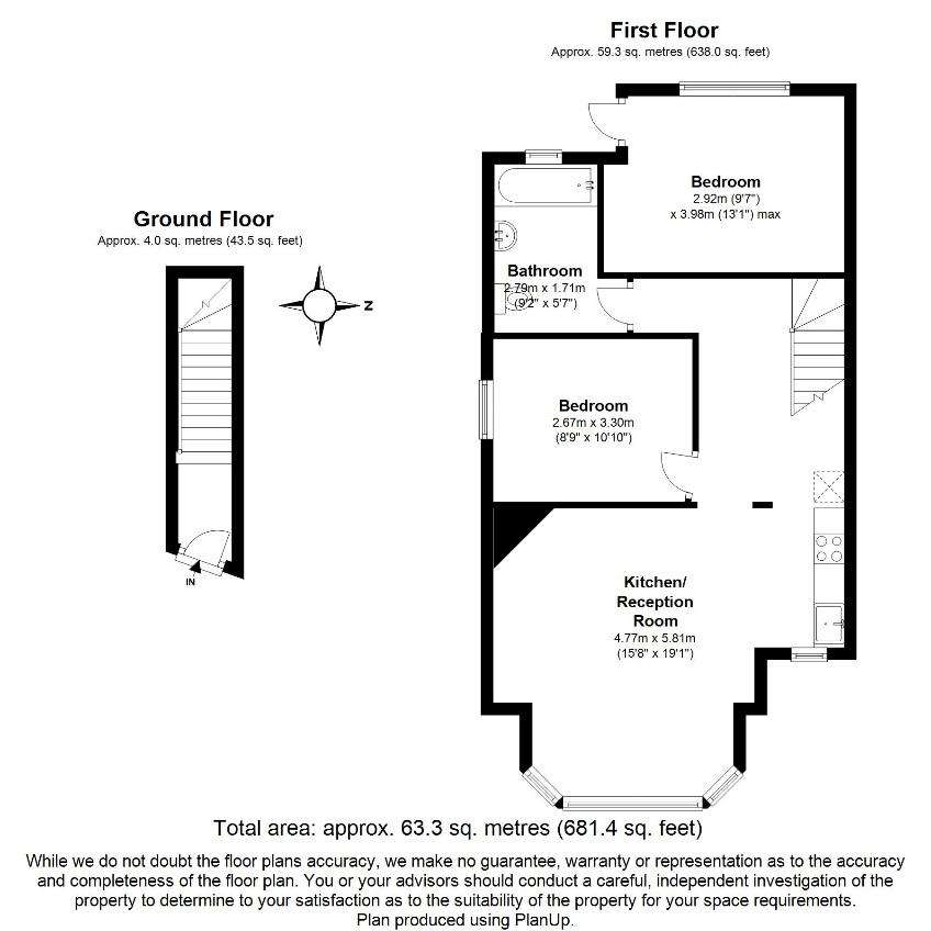 2 bedroom flat to rent - floorplan