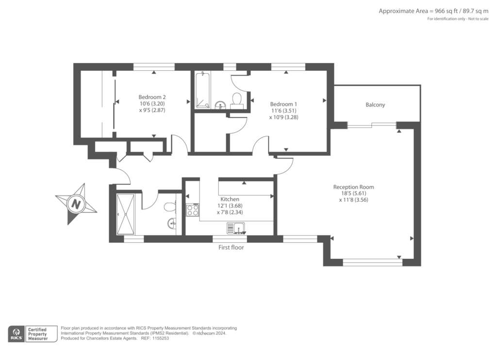 2 bedroom flat for sale - floorplan