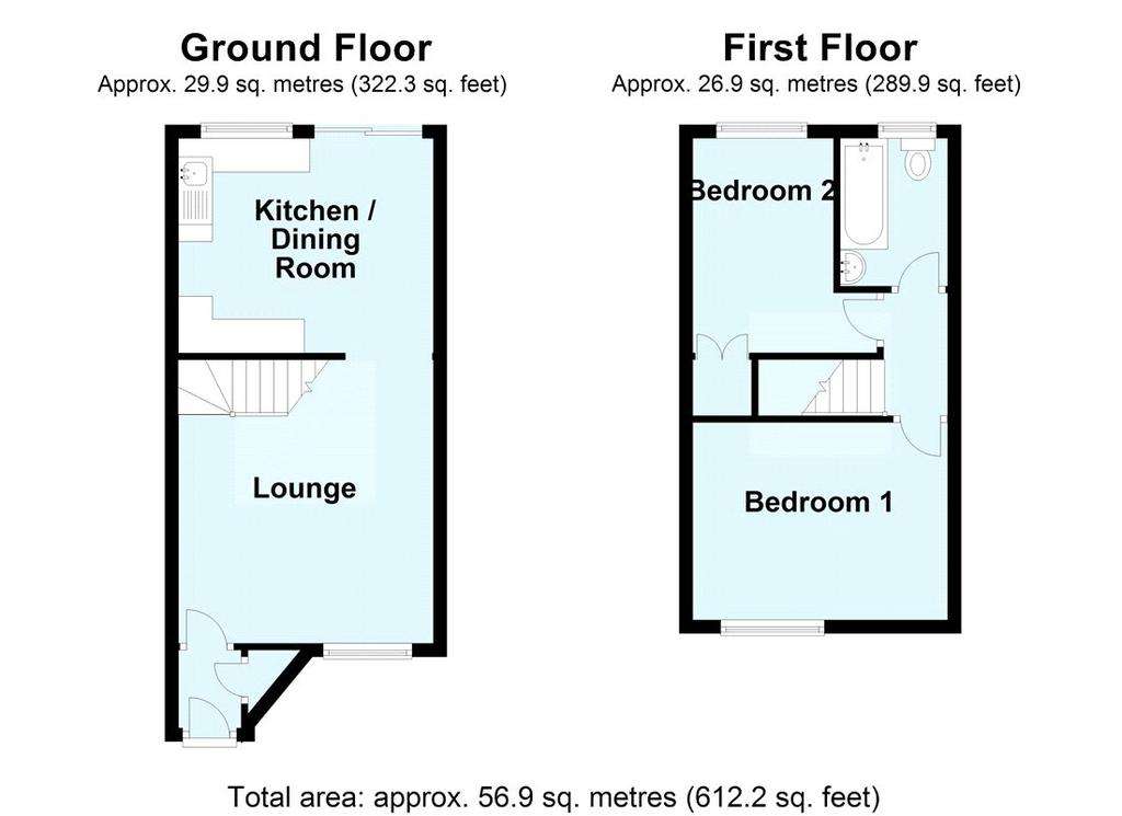 2 bedroom terraced house for sale - floorplan