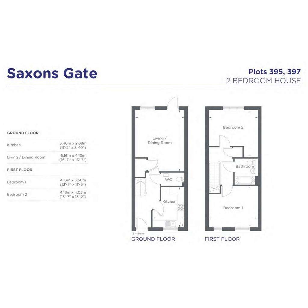 2 bedroom end of terrace house for sale - floorplan