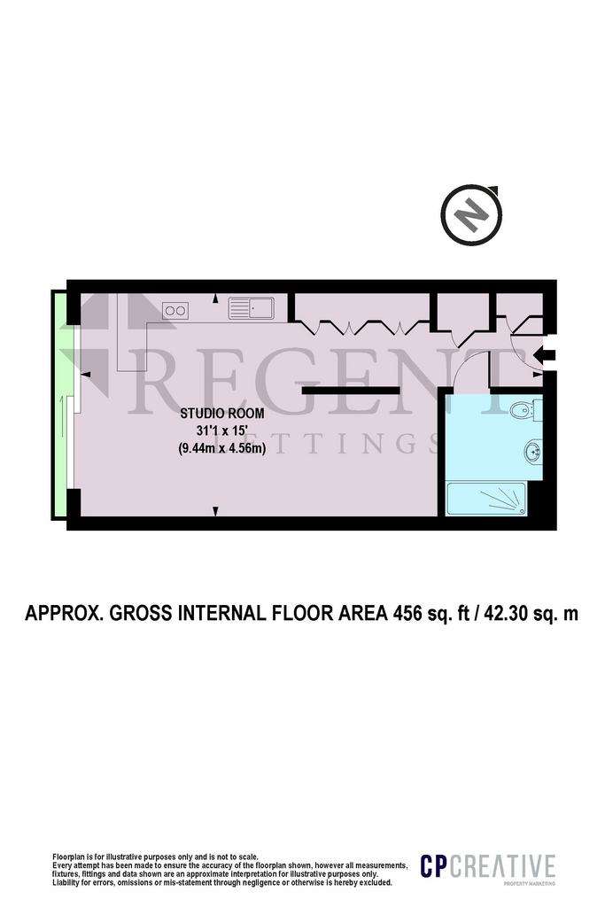 Studio flat to rent - floorplan