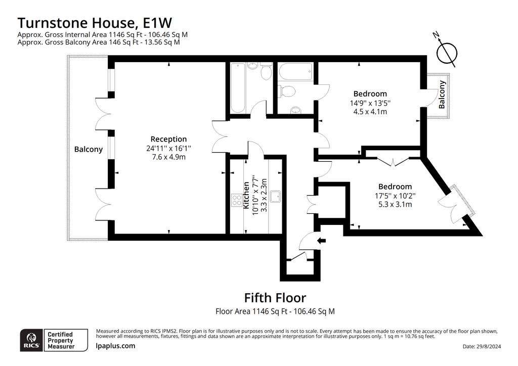 2 bedroom flat to rent - floorplan