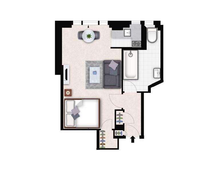 Studio flat to rent - floorplan