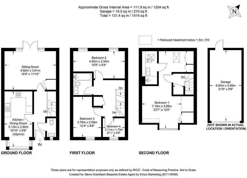 4 bedroom terraced house for sale - floorplan