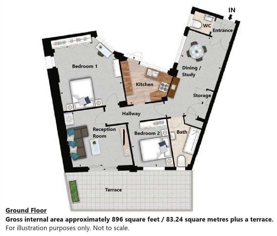 2 bedroom flat to rent - floorplan