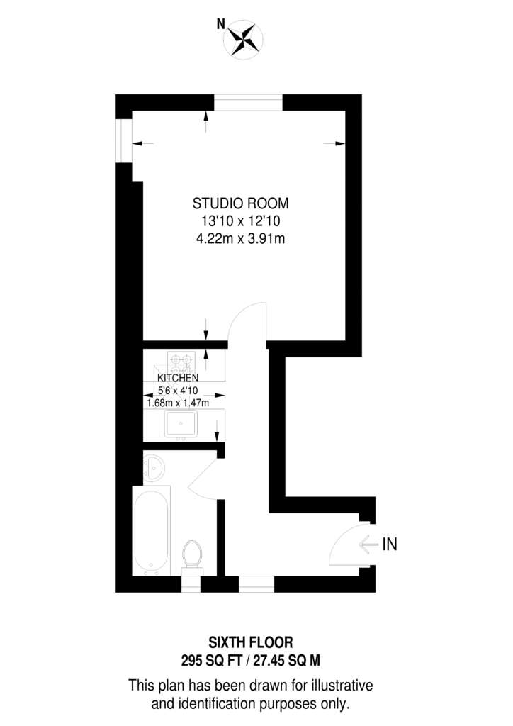 Studio flat to rent - floorplan