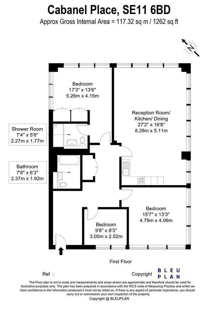 3 bedroom flat to rent - floorplan