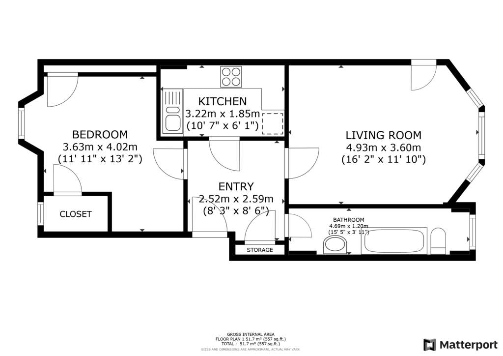 1 bedroom flat for sale - floorplan