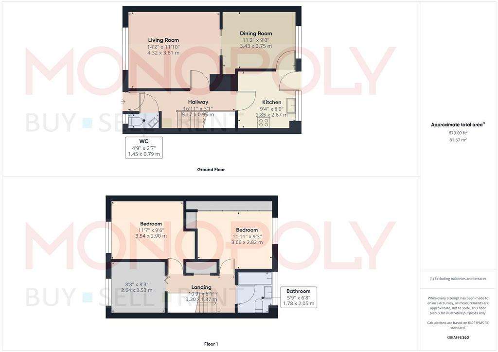 3 bedroom terraced house for sale - floorplan