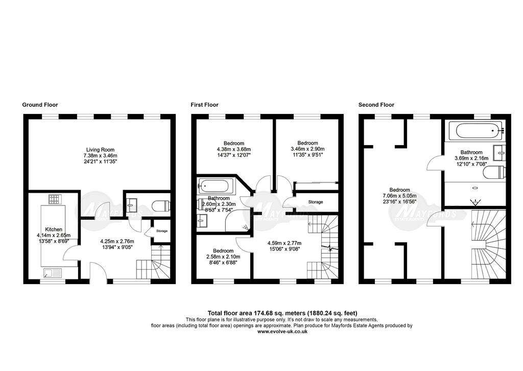 3 bedroom flat to rent - floorplan