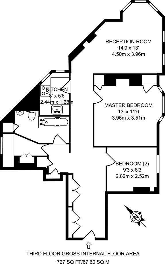 2 bedroom flat to rent - floorplan