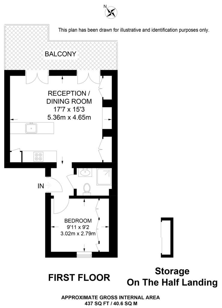 1 bedroom flat to rent - floorplan