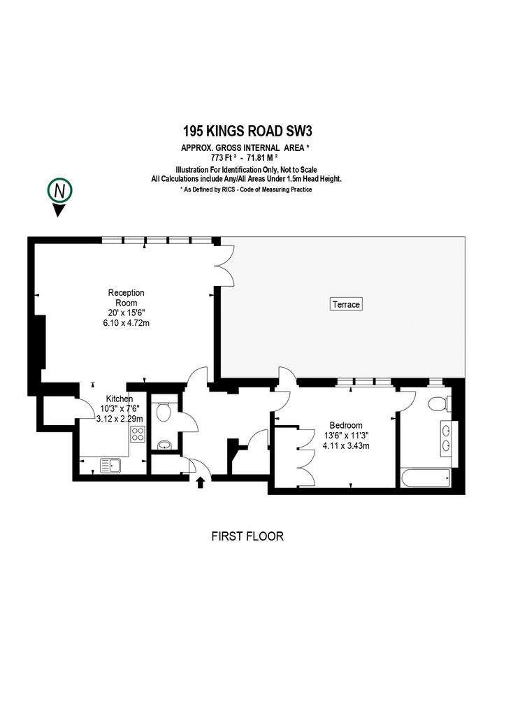 1 bedroom flat to rent - floorplan