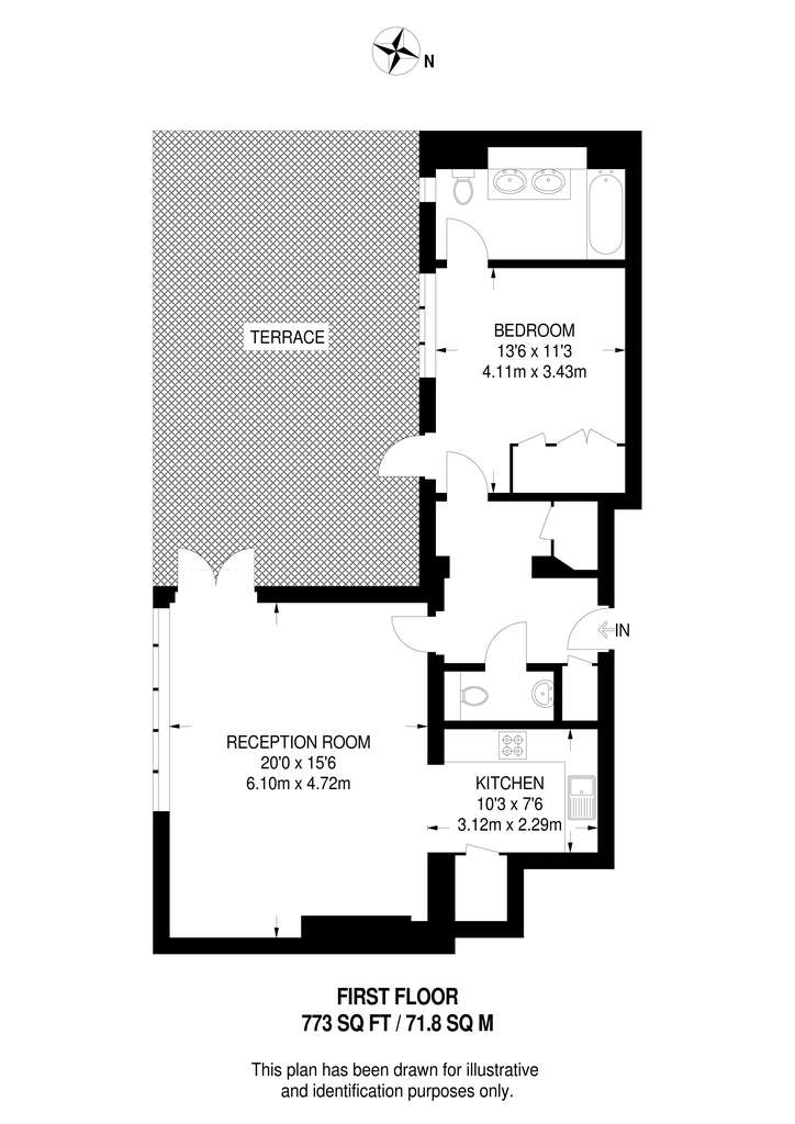 1 bedroom flat to rent - floorplan