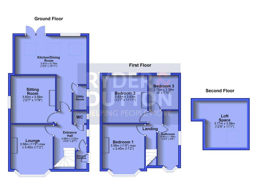 3 bedroom semi-detached house for sale - floorplan