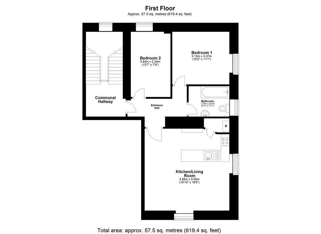 2 bedroom flat to rent - floorplan