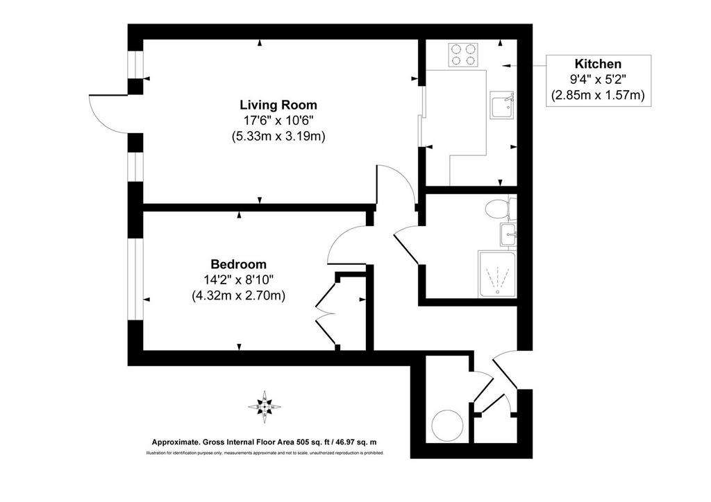 1 bedroom retirement property to rent - floorplan