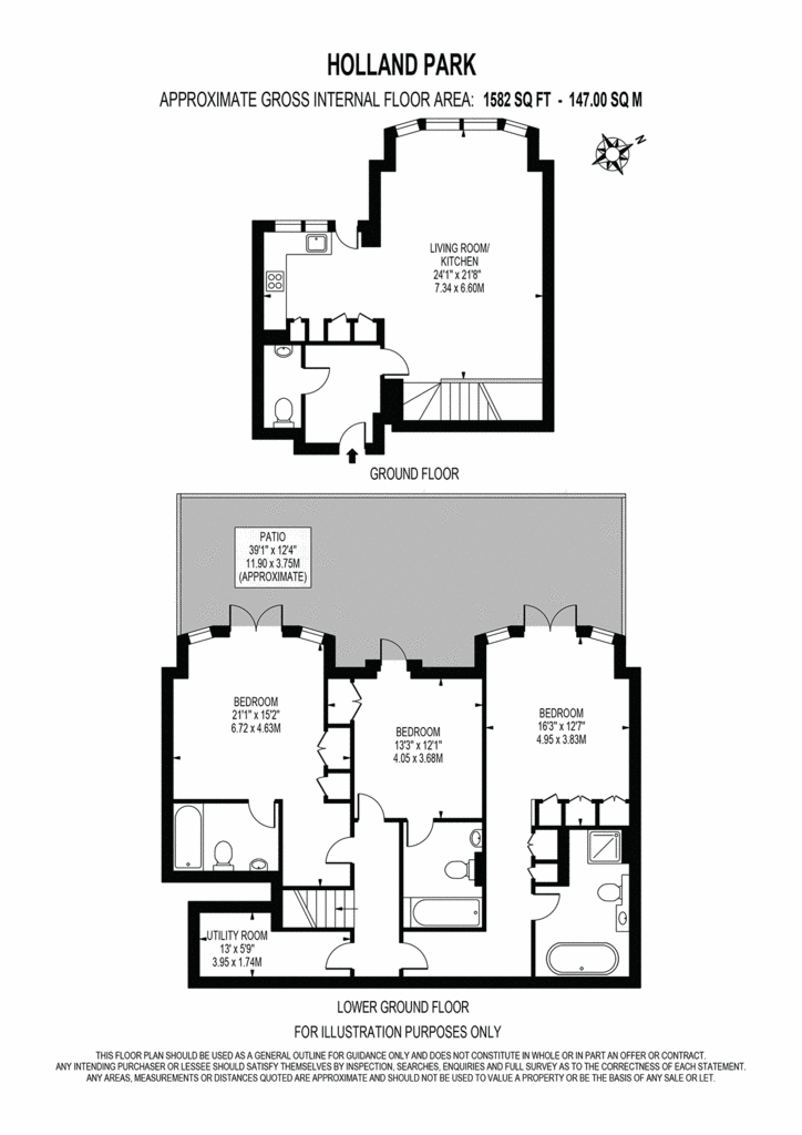 3 bedroom flat to rent - floorplan